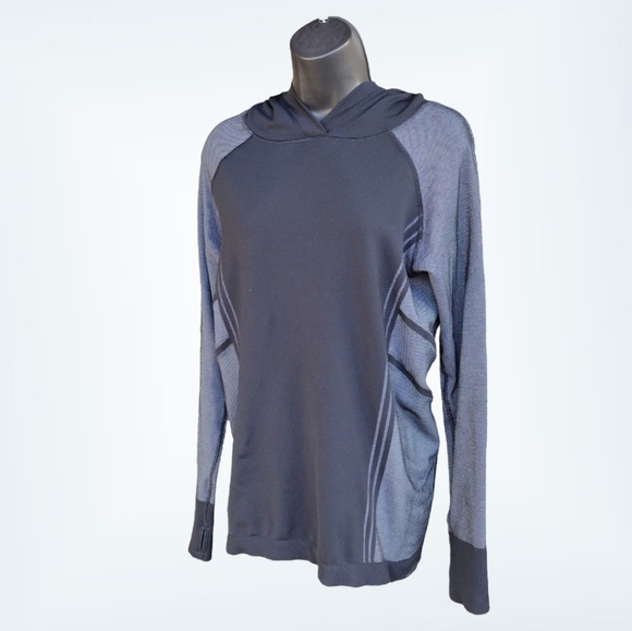Athleta Hoodie NeoThermal Black & Grey Sports Top Sz XL - Picture 3 of 6